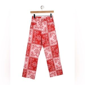 Lisa Says Gah Robyn Jean Butterfly Bandana Print Red Pink sz 28